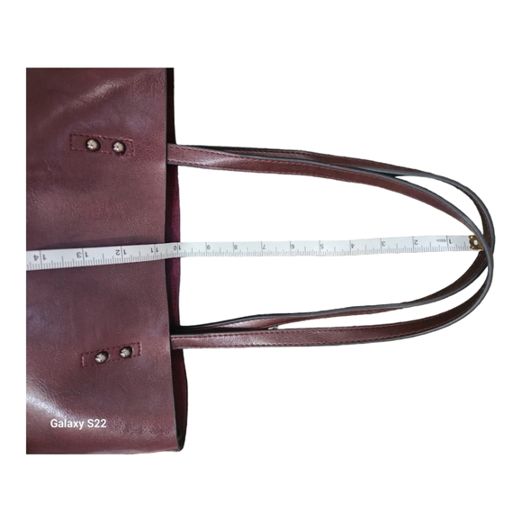 Leather Tote Bag, Solid Color (Maroon/Brown, Wine/Brown) NWOT - Picture 6 of 7